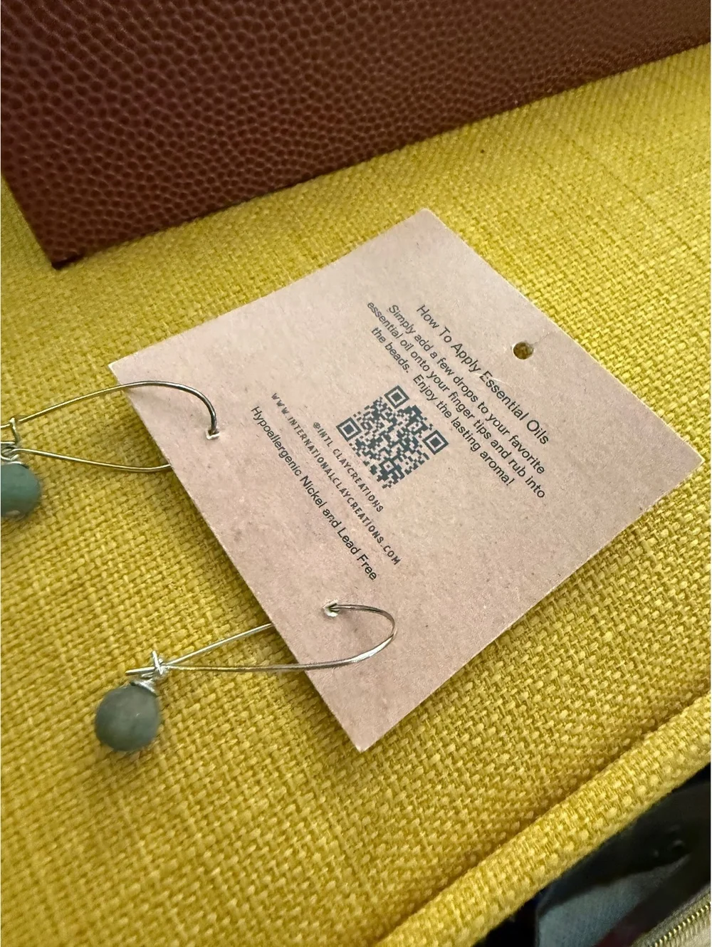 Handmade Haitian aromatherapy beads NWT earrings unique